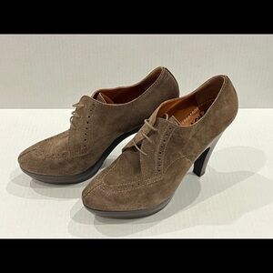 Lanvin LACE UP Suede Booties - Brown size 8 (EU 38.5)
